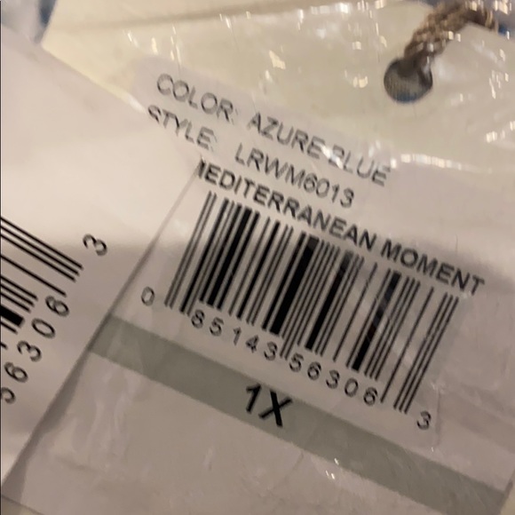 (Size 1X, 2X) Rafaella Blue Printed Slit Neck Top - Picture 5 of 10